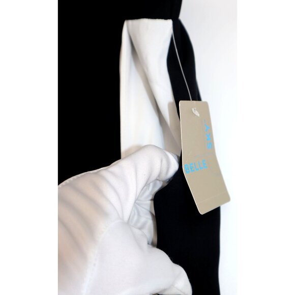 Belle Sky Wide Leg Pants Baggy Black  Stripe Modern Minimalist Statement - Picture 5 of 10